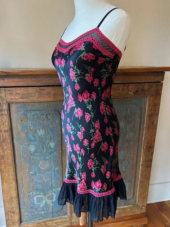 Vintage Betsey Johnson New York Silk Lace Mesh Slip Dress - Picture 3 of 14